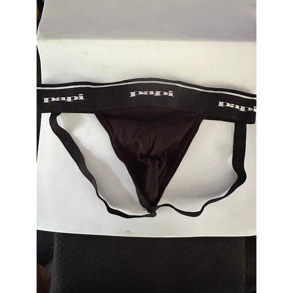 NWOT Men’s Papi Soft touch Pure Cotton Jock Strap XL 40-42 Black - Picture 1 of 3